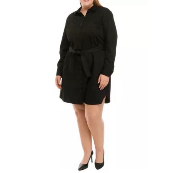 The Limited Short Sleeve Black Belted Shirt Dress Plus 4X Button Front Short NEW - Picture 11 of 11